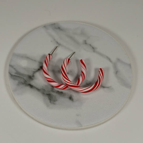 Cute candy cane hoop earrings