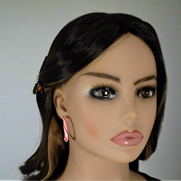 Cute candy cane hoop earrings