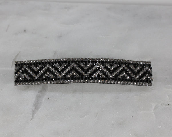 Elegant black sparkle rhinestone hair barrette for women