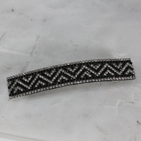 Elegant black sparkle rhinestone hair barrette for women