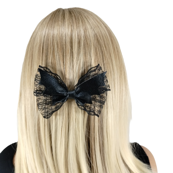 Halloween black bat hair clip barrette