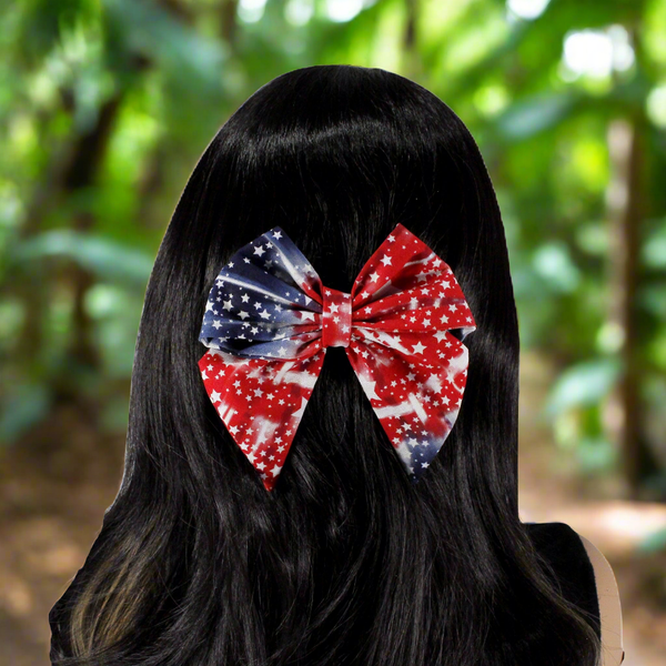 Patriotic hair bow barrette