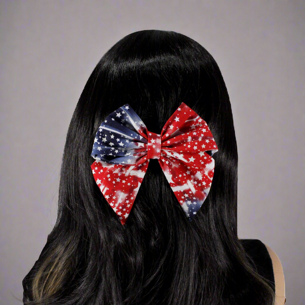 Patriotic hair bow barrette