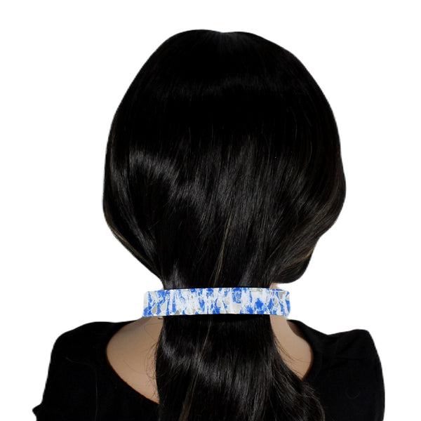 Blue and white marble effect hair barrette for women