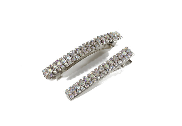 Beautiful crystal alligator clips, accented with rainbow-colored rhinestones