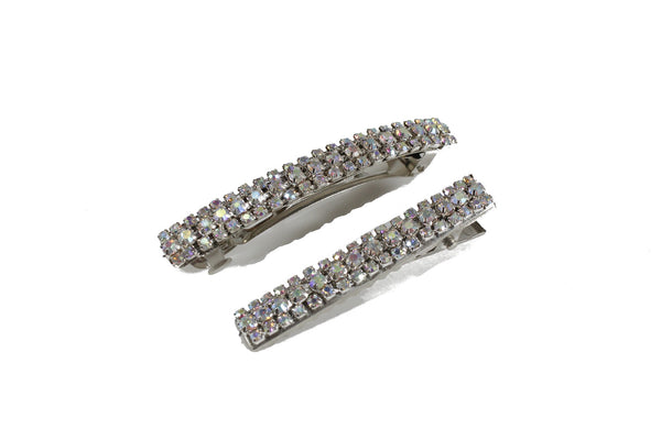 Beautiful crystal alligator clips, accented with rainbow-colored rhinestones