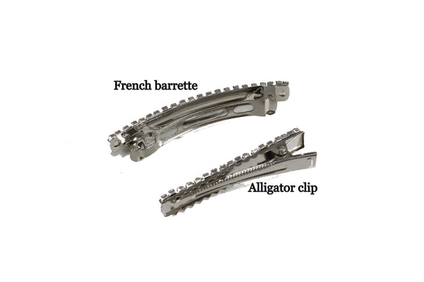 Beautiful crystal alligator clips, accented with rainbow-colored rhinestones