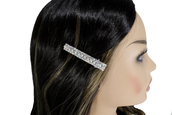 Beautiful crystal alligator clips, accented with rainbow-colored rhinestones