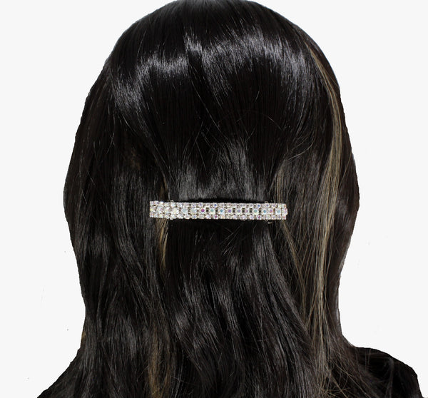 Beautiful crystal alligator clips, accented with rainbow-colored rhinestones