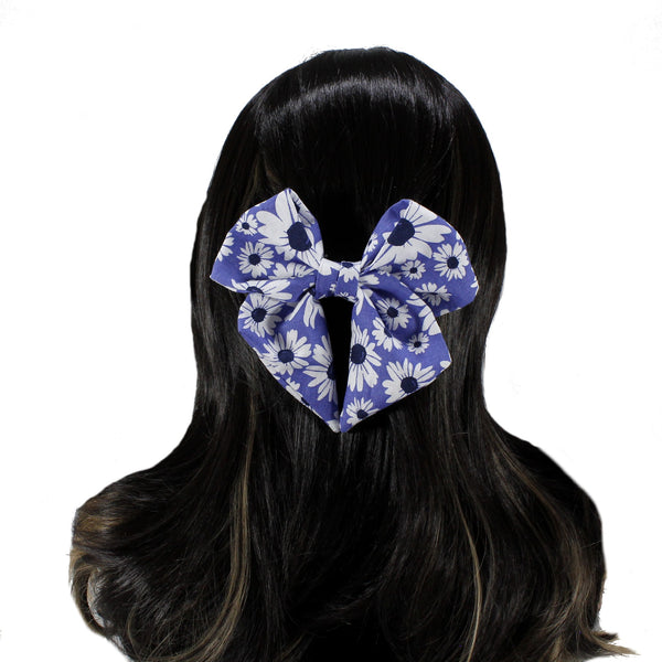 white daisies cotton bow