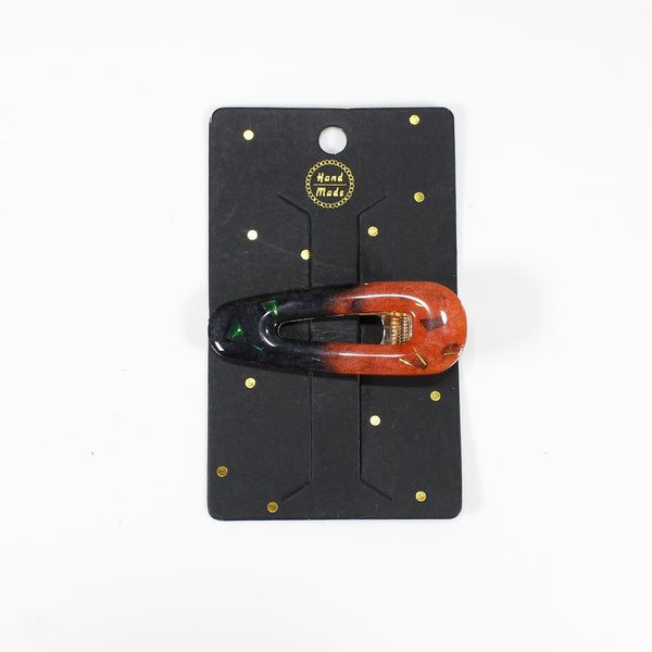 Halloween hair clip Orange and black with sparkles and bats hair clip