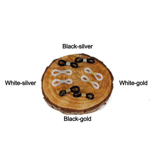 rubber connector choices: white with gold, white with silver, black with gold, black with silver