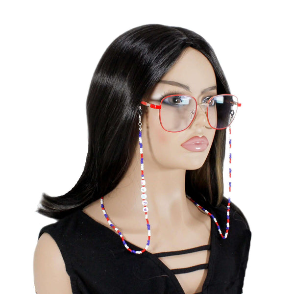 American flag–inspired eyeglass strap featuring "USA" lettering — perfect for summer, 4th of July patriotic flair Glasses Holder