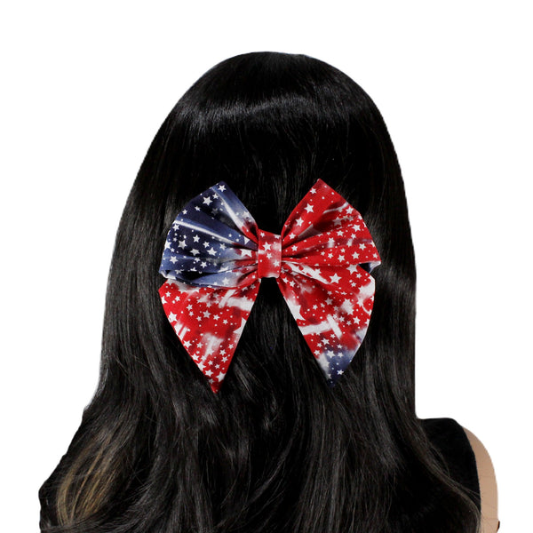 Patriotic hair bow barrette