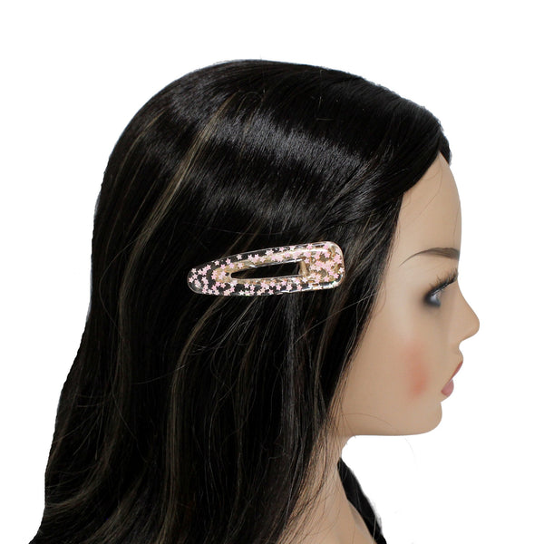 Pink star resin hair clip for women