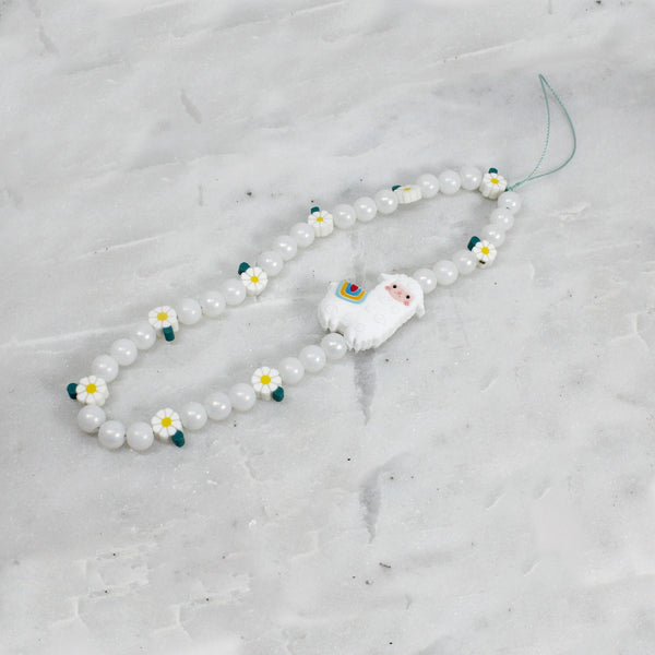 Adorable White Lama Charm Phone Wristlet  – Adorable Kawaii Gift Idea