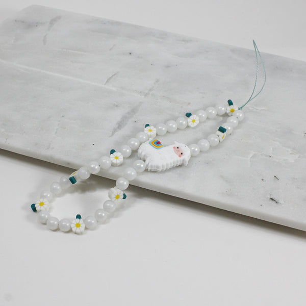 Adorable White Lama Charm Phone Wristlet  – Adorable Kawaii Gift Idea