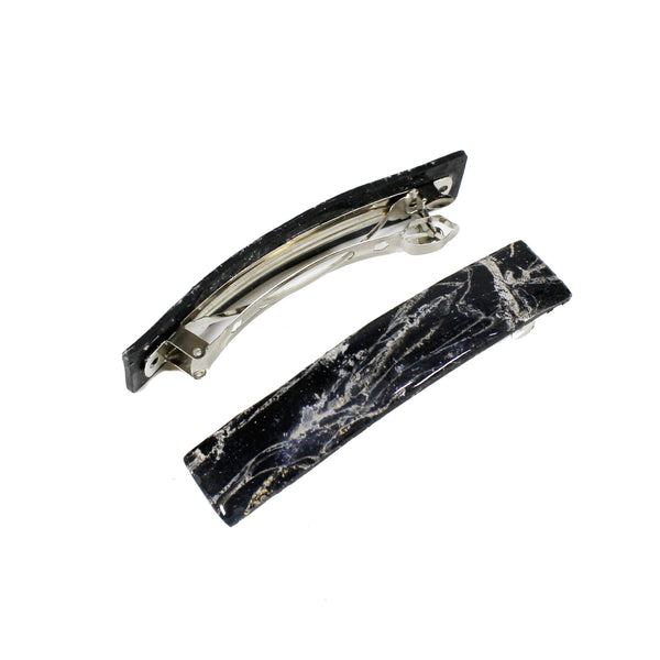 Black with marble effect hair barrette for women