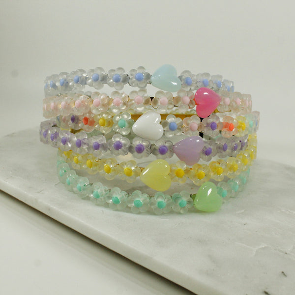 Pastel flower with heart headbands for women or girls
