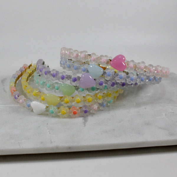 Pastel flower with heart headbands for women or girls