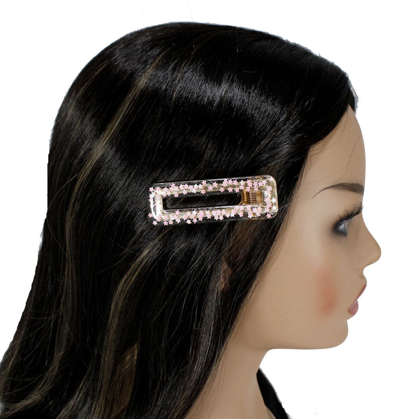 Pink star resin hair clip for women