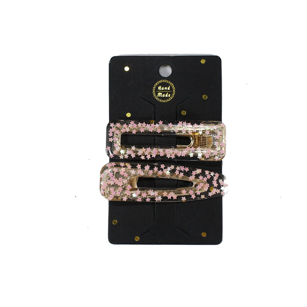 Pink star resin hair clip for women
