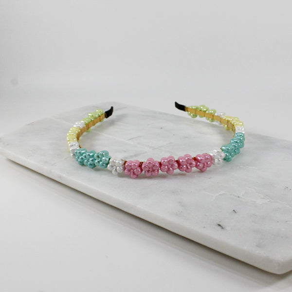 Pastel with pearl shimmer flowers headbands for women or girls