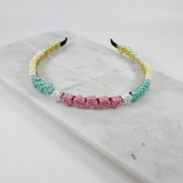 Pastel with pearl shimmer flowers headbands for women or girls