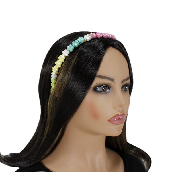 Pastel with pearl shimmer flowers headbands for women or girls