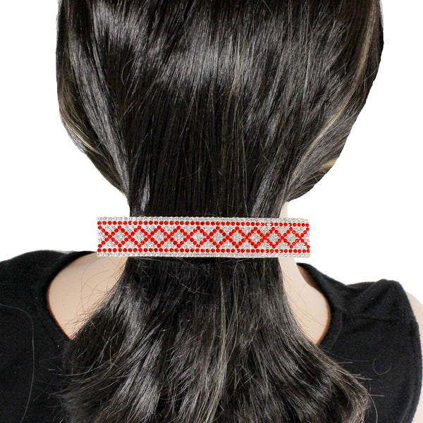 Red sparkle rhinestone hair barrette for women
