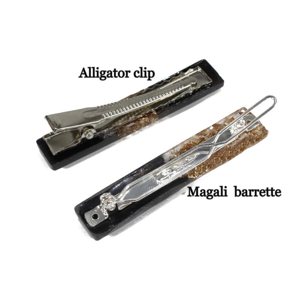 Black with silver snowflakes hair clip for women and girls