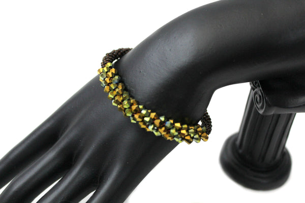unique green-gold woven bracelet for women