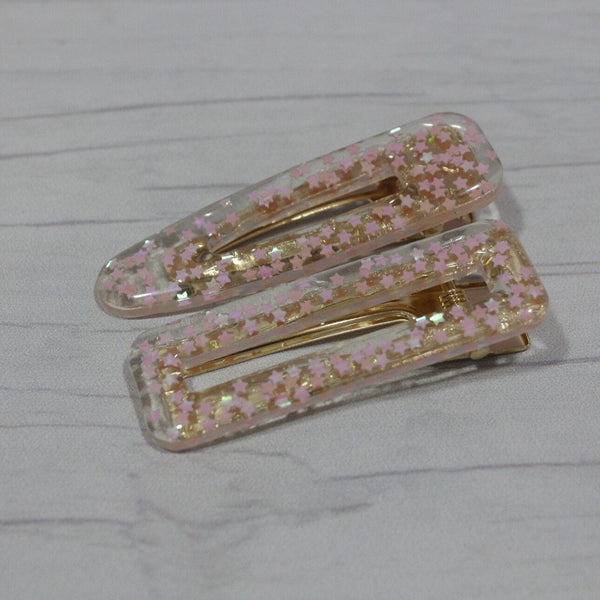Pink star resin hair clip for women