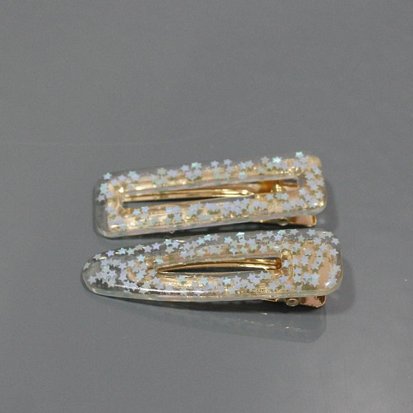 Beautiful and sparkle resin hair clip with blue stars for women and girls