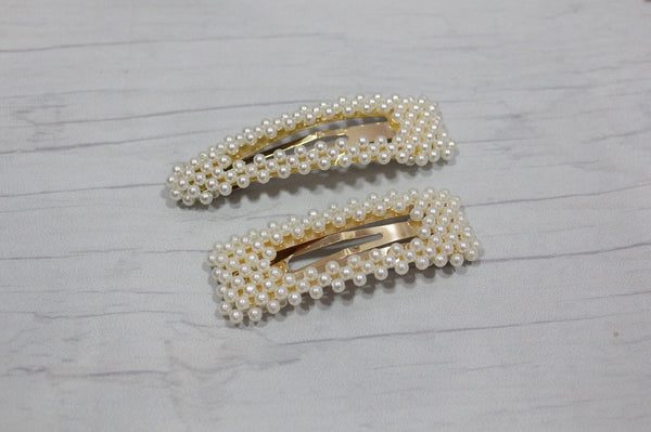 Pearl snap hair clip for women