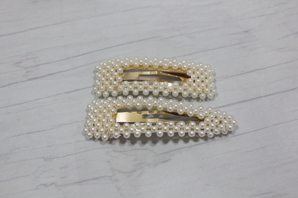 Pearl snap hair clip for women