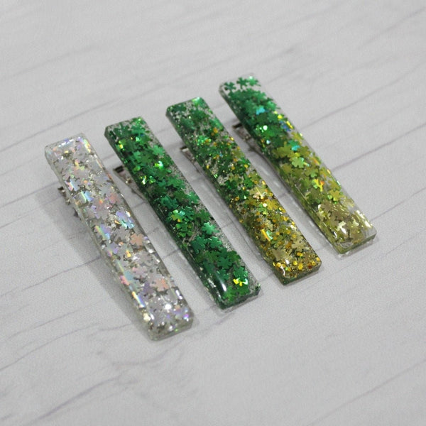 Lucky clover leaves resin hair clip for women