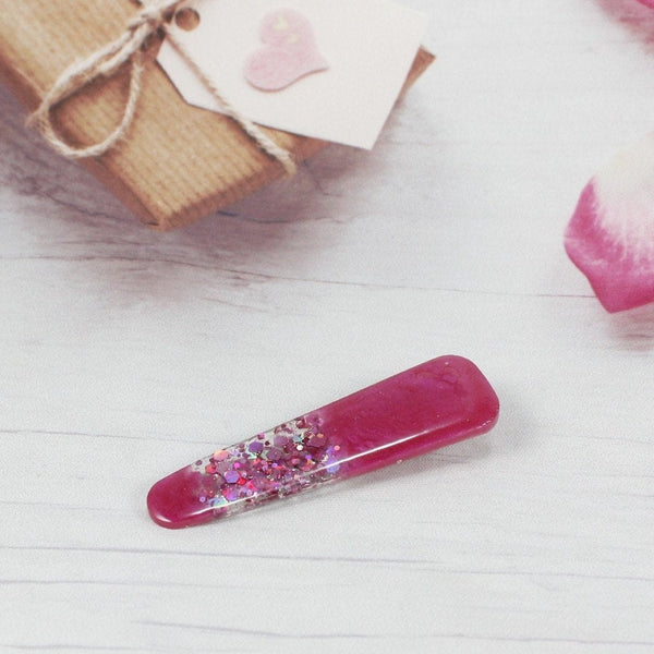 Magenta pink with sparkle inclusions hair clip for women