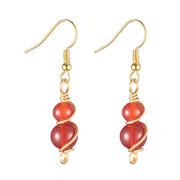 Carnelian gemstone dangle earrings for woman