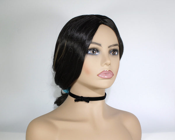 Black velvet choker necklace with a bow