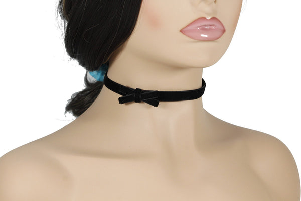 Black velvet choker necklace with a bow
