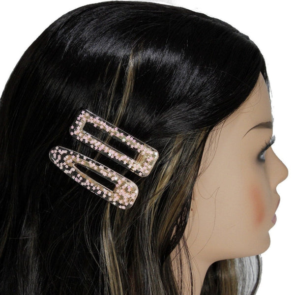 Pink star resin hair clip for women
