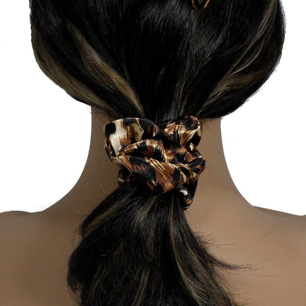 Silky animal print satin scrunchie for woman and girls