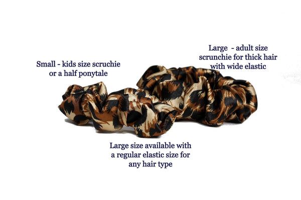 Silky animal print satin scrunchie for woman and girls