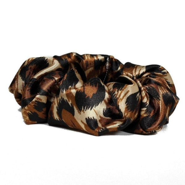 Silky animal print satin scrunchie for woman and girls