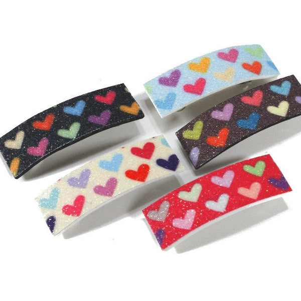 Colorful hearts hair barrette for girls and women