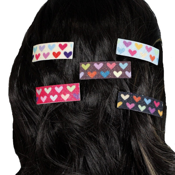 Colorful hearts hair barrette for girls and women