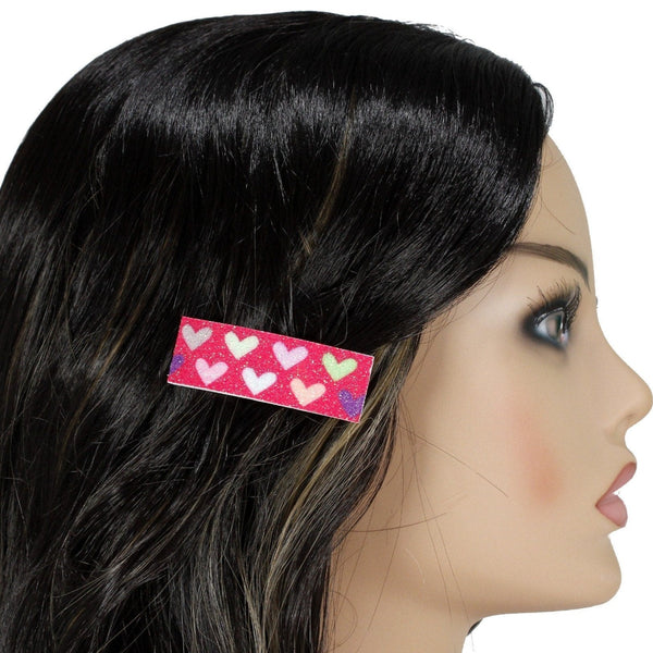 Colorful hearts hair barrette for girls and women