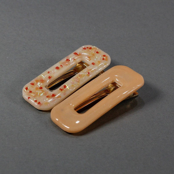 Set of 2 orange and confetti sprinkles hair clip for woman or girl