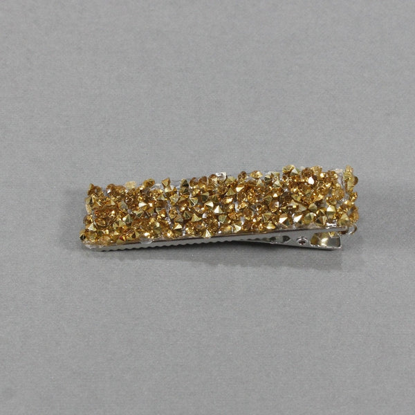 Shiny with a gold crystals wide alligator hair clip